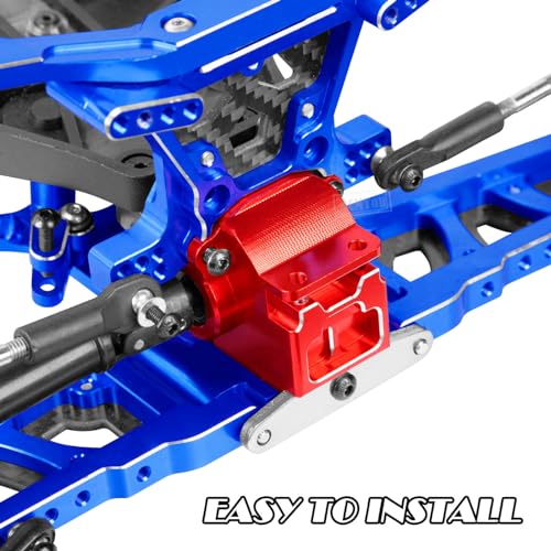 Transmission Case Gearbox Upgrades Part for 1/10 Slash/Stampede/Hoss/Rustler VXL 4X4,Aluminum Front Rear Transmission Case Gearbox Hops Ups,Red - color: Red - Upgrades