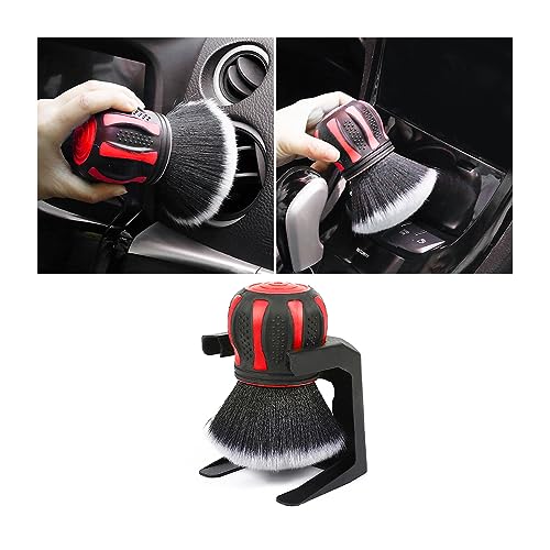 AUCELI Car Detailing Brush, Ultra Soft Auto Interior Dusting Brush with Storage Rack, Car XL Synthetic Brush Cleaning Tool, Universal Covers Large Area Inside or Outside Vehicles (Red/Style B) - color: Red
