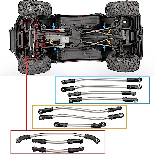 Stainless Steel Link Rod Linkage 324mm Wheelbase for TRX4 | Stainless Steel 1/10 Scale Upgrade RC Crawler Car(Silver) - size: 324mm
