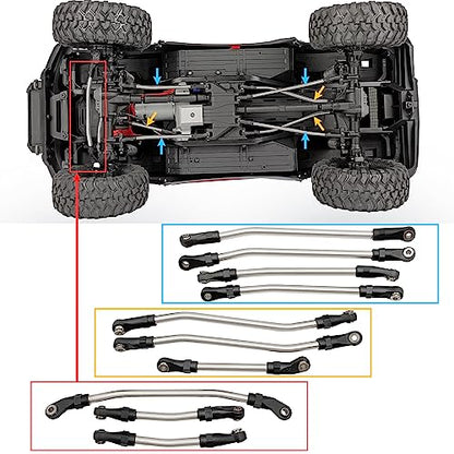 Stainless Steel Link Rod Linkage 324mm Wheelbase for TRX4 | Stainless Steel 1/10 Scale Upgrade RC Crawler Car(Silver) - size: 324mm