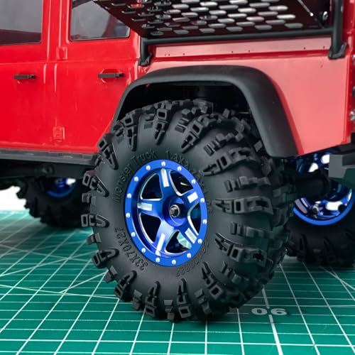 RCHUBAM 4PCS 1.3" Metal Beadlock Wheel Rim for SCX24 TRX4M RC Upgrade Parts | Aluminum Alloy Wheel Hub,RC Replacement Accessories,3 Color - color: Blue