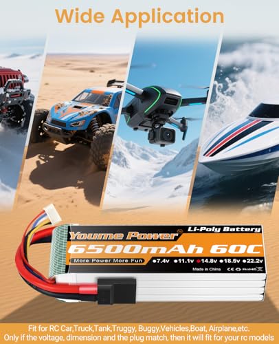 4S Lipo Battery 14.8V 6500mA 60C fit for RC Truck Vehicle Drone 2pcs | 4S Battery 14.8V 6500mAh Tr Plug Soft Case Compatible with Maxx X-Maxx RC Buggy Truggy Crawler Monster Car Helicopter Boat