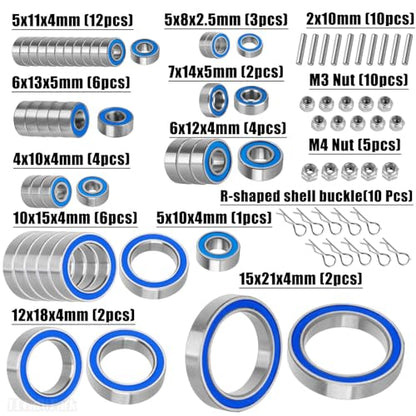 Steel Bearing Kit & Bearing Screw Kit Upgrades Part for TRX4/TRX-4 K5 Blazer/Bronco Ranger/Crawler kit Defender,RC Bearing Kit Rubber Seals Hops Up,Navy Blue - color: Navy Blue - (42 Pcs)