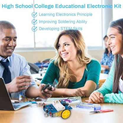MiOYOOW Line Following Robot Car Kit, Beginners Smart Car Soldering Practice Kit STEM Educational Electronics Soldering Projects for School and Home Learning - TT Motor - color: 1 Pack-soldering Tracking Car(tt Motor)