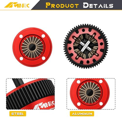 Alloy Transmission Differential Diff Gear Kit 2380 for 1/10 Slash Stampede Rustler Bandit F-150 Raptor 2WD Series Upgrade Part Red - color: Red