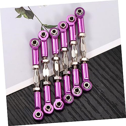 Toddmomy 6pcs Aluminum Turnbuckle Rod Linkage for Rc Cars Rc Car Parts Aluminum Rods for Upgrades Crawler Accessories - color: Purple