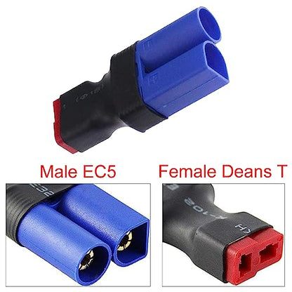 2pcs T-Plug Male Connector to EC5 Female Connector Adapter and 2pcs T-Plug Female Connector to EC5 Male Connector Adapter for RC LiPo Battery FPV DIY Models