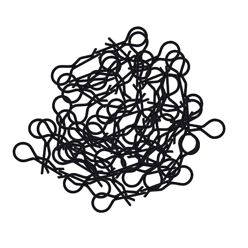 100pcs RC Body Clips Bent Springy R Pins Bent for 1/8 1/10 1/12 Car Truck Crawler Buggy Shell Replacement (Black)