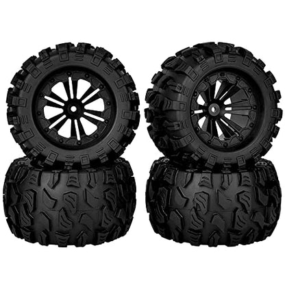 OGRC RC Truck Wheels and Tires 12mm Hex 1/10 Scale RC Monster Truck Buggy 2.8“ Pre Glued RC Tires and Rims with Foam Inserts for Traxxas Axial Redcat Rc4wd 1/10 RC Monster Truck Buggy