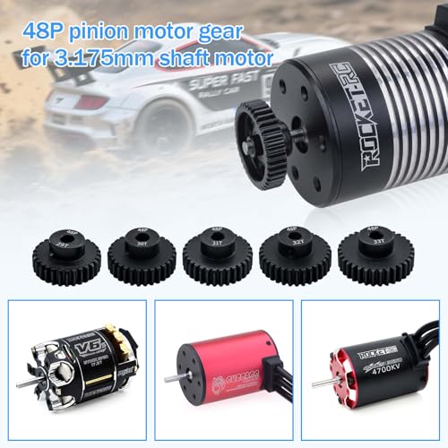 48P 29T 30T 31T 32T 33T Pinion Gear Sets with Screwdrivers for 3.175mm Shaft Brushless Brush Motor Compatible with Arrma HPI Kyosho Losi Axial Traxxas Tamiya 1/10 RC Car Monster Truck Buggy - size: 29T 30T 31T 32T 33T