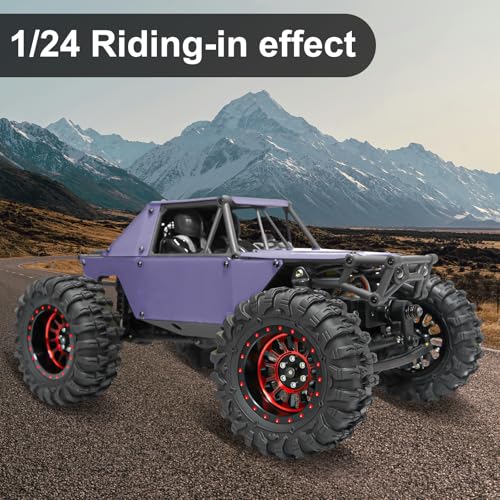 LRFHL 1.3" Beadlock Wheel Tires Aluminum for SCX24 TRX4M, 4PCS, Red | Upgraded 1.45-inch Wheel, 1/24 SCX24 1/18 TRX4M RC Crawler Car Upgrade - color: Black Tires+ Red Wheels-3