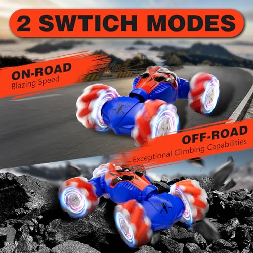 Remote Control Car for Boys 8-12, 4WD Gesture Sensing RC Stunt Car 2.4Ghz with Lights Music Sprayer RC Cars for Boys Age 4-7 8-12 Hand-Controlled Cars Toys Birthday Gifts for Kids Girls Blue - color: Blue