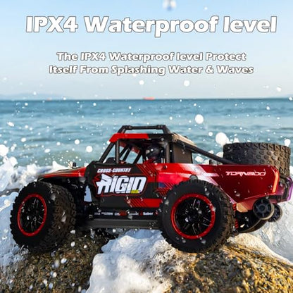 RC Cars 1:14 Remote Control Car 50 KMH Fast RC Truck for Kids Adults Boys 2.4 GHz All Terrains 4WD RC Dune Buggy Off-Road RC Monster Truck Short Course Car with 2 Batteries (Red) - color: 805-red-1