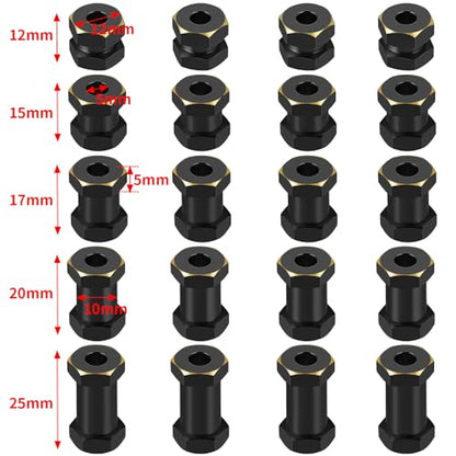 MOHERO 4Pcs Brass 12mm (+20mm) Wheels Hex Hub Extension Hex Drive Adapter for All RC Car Which with 12mm Hex and 1/10 RC Crawlers Axial SCX10 90046 D90 - color: 20mm