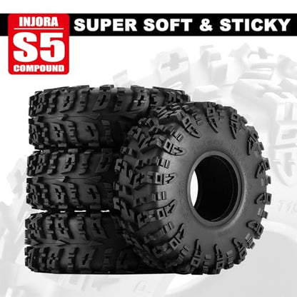 INJORA 1.9" S5 Swamp Claw Mud Terrain Tire for 1/10 RC Crawler, 120 * 42mm