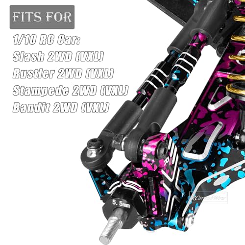 RC Caster Block Set Upgrades Part for 1/10 2WD Slash/Rustler/Stampede 2WD/Bandit 2WD VXL,Aluminium Left Right Caster Blocks,Front Steering Block,Rear Stub Axle Carriers,Polychrome