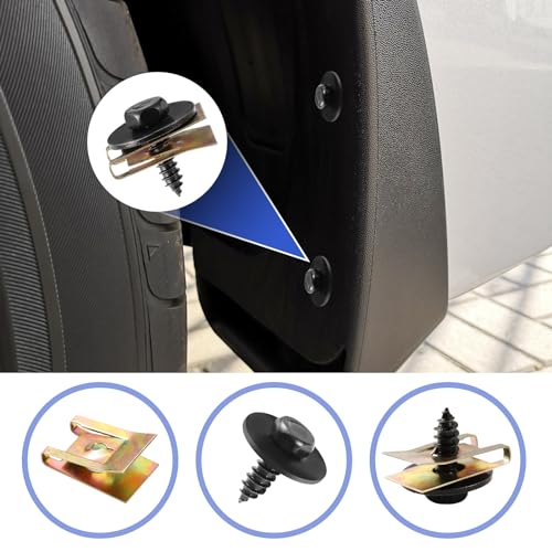 100PCS Car Screws and Bolts, Undertray Screws,Auto Body Fender Screws,Car Clips Plastic Rivet Fasteners - Universal U-Nuts Kit Engine Under Cover Splash Shield Guard Body Bolts