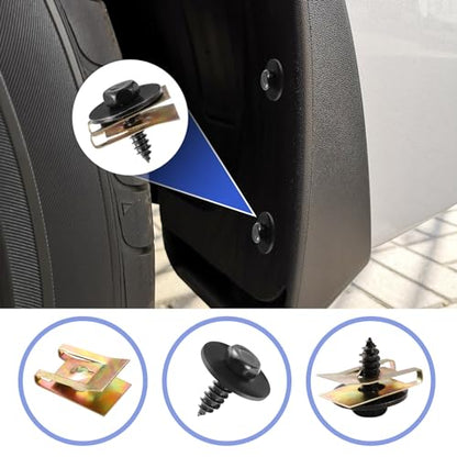 100PCS Car Screws and Bolts, Undertray Screws,Auto Body Fender Screws,Car Clips Plastic Rivet Fasteners - Universal U-Nuts Kit Engine Under Cover Splash Shield Guard Body Bolts