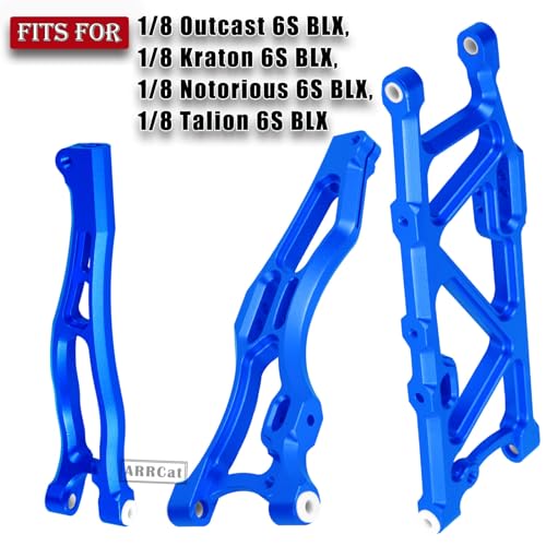 Aluminum Front & Rear Suspension Arms Upgrades Part for 1/8 Outcast 6S BLX,Kraton 6S BLX,Notorious 6S BLX,Talion 6S BLX,ARRCat 6pcs Lower Upper Swing Arm Set Hops up w/Pivot Balls,Navy Blue - color: Navy Blue - Upgrades 2022