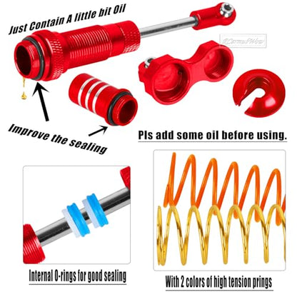 RC Upgrades Part for 1/10 Slash 2WD,Driveshafts,Shock Absorbers &Suspension Arms &Turnbuckles Links&Caster Blocks &Steering Block &Stub Axle Carriers &Shock Towers &Bulkhead,Red - color: Red(2wd)
