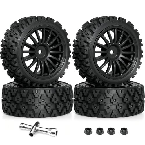 1/10 RC Wheels and Tires，70mm On Road Rubber Tires， for HPI Ken Block's Tamiya XV01 TT01 TT02B Kyosho FAZER MK2 Lc Racing PTG HSP RGT RC 3RACING D5 1/10 RC Rally Car (Black) - color: Black