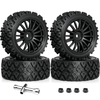 1/10 RC Wheels and Tires，70mm On Road Rubber Tires， for HPI Ken Block's Tamiya XV01 TT01 TT02B Kyosho FAZER MK2 Lc Racing PTG HSP RGT RC 3RACING D5 1/10 RC Rally Car (Black) - color: Black