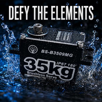 35KG Brushless Large Torque HV Full Metal Gear IP67 Waterproof Steering Digital Servo with 25T Servo Horn for RC Car Robot Boat Truck Robot Parts (BS-B3509MG-180 Degree) - color: Bs-b3509mg-180 Degree