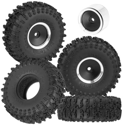 RC 1.0" Wheels and Tires for 1/18 TRX4M,1/24 SCX24 RC Crawler Car,RC Off Road Buggy Rally Truck Wheel and Tires,1.0 Alloy Wheel Rims & Rubber Tires,w/Foam Inserts,7mm Hex Rim,4PCS-(B) - style: 1.0 - (B-Jc Tires)