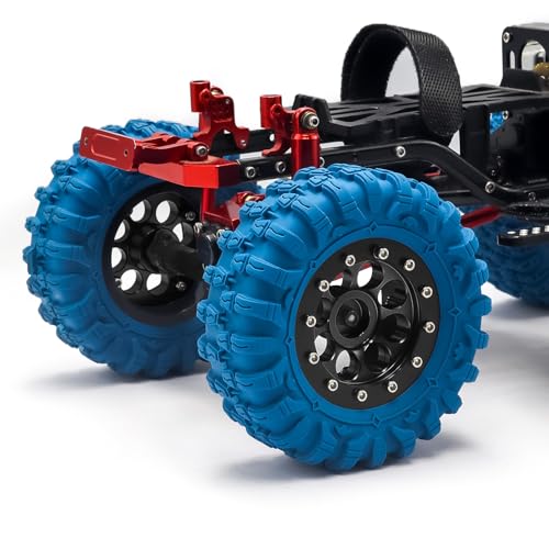 GOUPRC 1.3" Wheel Tires Set, Aluminum Beadlock Rim Swamp Claw Mud Terrain Dragon Claw Tread Pattern Tires for SCX24 TRX4M 1/18 1/24 Upgrade RC Crawler Buggy Car - style: Dragon Pattern Black