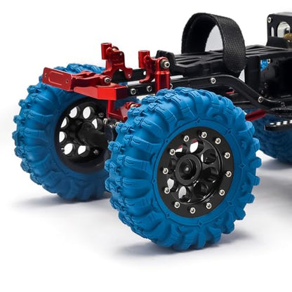 GOUPRC 1.3" Wheel Tires Set, Aluminum Beadlock Rim Swamp Claw Mud Terrain Dragon Claw Tread Pattern Tires for SCX24 TRX4M 1/18 1/24 Upgrade RC Crawler Buggy Car - style: Dragon Pattern Black