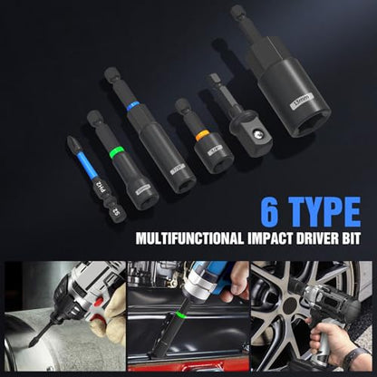 XOOL 36PCS Magnetic Nut Driver Set, Metric and SAE Nut Driver Set for 1/4" Quick-Change Hex Shank, Impact Drill Driver Bit Set with Storage Bag
