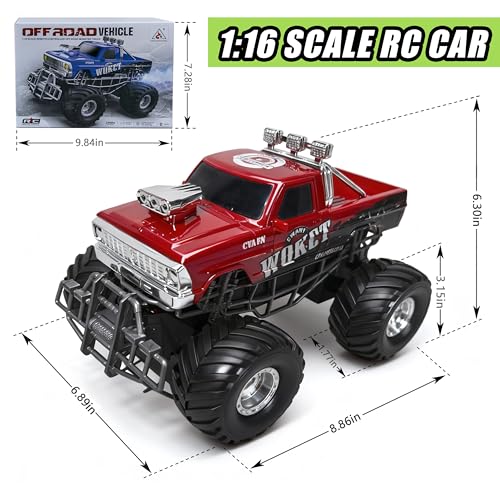 Highspeed Entry Level red rc Monster Truck with Light Spray 2.4GHz Upright 360 Rotate 4WD Monster Trucks rc Cars, 20+ KM/H Monster Trucks 70min (Max) Runtime,Back-to-School Season Toddler Toy 8-12 - color: Bigfoot-red