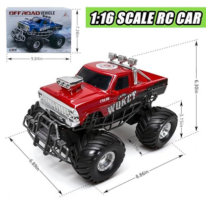 Highspeed Entry Level red rc Monster Truck with Light Spray 2.4GHz Upright 360 Rotate 4WD Monster Trucks rc Cars, 20+ KM/H Monster Trucks 70min (Max) Runtime,Back-to-School Season Toddler Toy 8-12 - color: Bigfoot-red