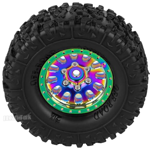 RC 1.3 in Wheel Tires for 1/18 TRX4M 1/24 SCX24 RC Crawler Car,Aluminum 1.3 Beadlock Wheel Rims and Rubber Tires w/Sponge,RC Truck Tires,Colour - color: Colour - (1.3 Tires)