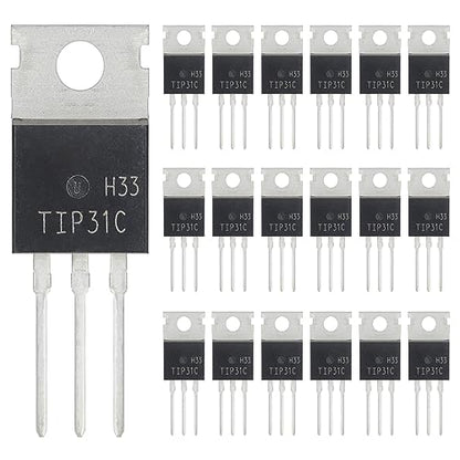 TIP31C TIP31 NPN Silicon Power Transistor 3A 100V Darlington Transistors 3 Amp 100 Volt TO-220 (Pack of 20pcs) - style: TIP31C