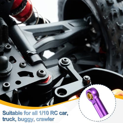 MECCANIXITY Pack of 11 Metal Tie Rod Ends M3xL19mm Steering Ball Purple | Joints Link, for 1/10 RC Hobby Car Truck Crawler DIY Upgrade - color: Purple