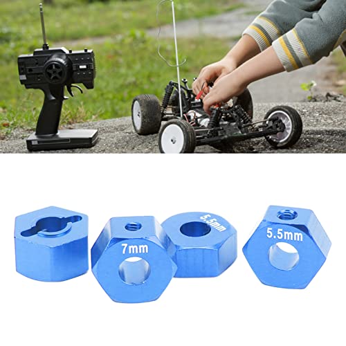 plplaaoo Hex Wheel Hubs,4Pcs 14mm RC Model Hex Wheel Hubs, 14mm RC Wheel Hex, 5.5mm 7mm Thickness Accessory Set Kit for Traxxas 1/10 Slash 4x4 Rustler Stampede Slash 2WD (Blue) - color: Blue