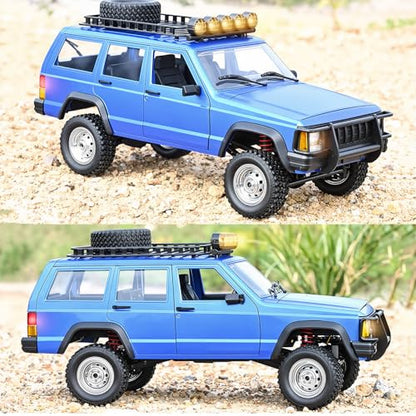 Goolsky RC Rock Crawler, 1:12 Scale Remote Control Car, 4WD Off Road RC Truck, 2.4Ghz All Terrains Climbing Vehicle, RC Car with LED Lights for Adults, Include 2 Batteries (Blue) - color: Blue