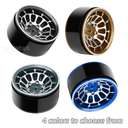 RC 1.55 Beadlock Wheels Rims for 1/10 Tamiya AX90069 D90 TF2 CC01 CC02 RC Crawler Car,4Pcs Aluminum Alloy Rims,Navy Blue - color: Navy Blue - (1.55 Beadlock Wheels)