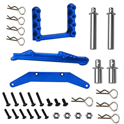 Metal Front & Rear Body Mounts Body Posts Upgrade Parts Compatible with Traxxas Slash 2WD Rustler Stampede VXL 1/10 RC 2WD Car (Blue) - color: Blue