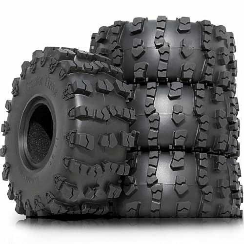 STMU 2.2-inch RC Crawler Tires (4 PCS) - 5.91-inch with Super Grip Soft Tyres Compatible for 1/10 RC Rock Crawlers: Axial SCX10,RBX10,90047, D90, TF2, Tamiya CC01, Traxxas TRX (2.2)