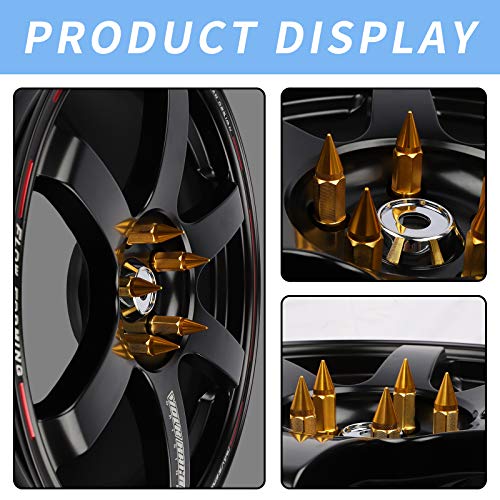 20Pcs Anti Theft Spiked Extended Tuner Wheel/Rims Lug Nut M12X1.5+Socket (Gold) - color: Gold
