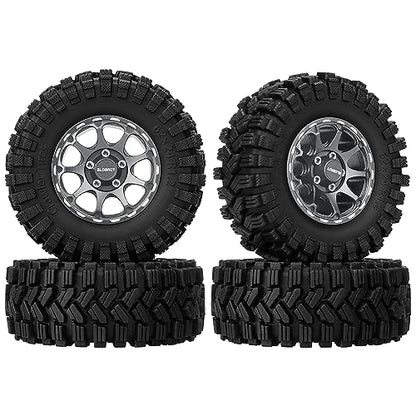 GLOBACT 1.2 Beadlock Wheel Tires 62*24mm for TRX4M SCX24 1/18 1/24 Titanium | 9-Spoke, Aluminum, Soft Sticky Rubber Tires