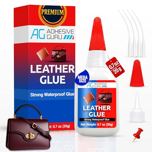 Adhesive Guru Leather Glue (0.7 oz) Super Glue for Purses, Sofas and Furniture Repair, Ideal for DIY, Upholstery and Leathercraft. Waterproof, Compitable with Aerosol Accelerator - 1 Pack - size: 1 Pack, style: Leather Glue