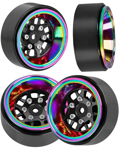 RC 1.3" Beadlock Wheels 1.3 rc Wheels for RC Crawler 1/18 TRX4M,1/24 SCX24,Alloy Aluminium 1.3 Beadlock Wheels 1.3 rc Rims,4pcs,Black - color: Black(4pcs)
