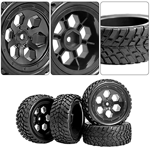 12mm Hex RC Wheels and Tires for Hyper Go H16BM H14BM Tires and Wheels 1/14 1/16 with Foam Inserts for Traxxas Wltoys 144001 etc 1/18 RC Car Street Tires Wheels Preglued