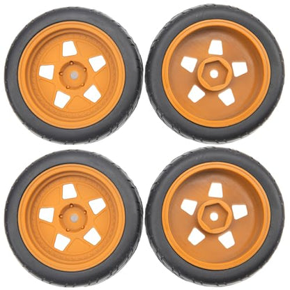ShareGoo Nylon Wheel Rims with Rubber Tire RC 12mm Hex Compatible with HSP Tamiya Kyosho RedCat Sakura WLtoys 1/10 RC On-Road Racing Touring Car (Brown) - color: Brown