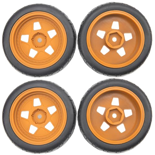 ShareGoo Nylon Wheel Rims with Rubber Tire RC 12mm Hex Compatible with HSP Tamiya Kyosho RedCat Sakura WLtoys 1/10 RC On-Road Racing Touring Car (Brown) - color: Brown
