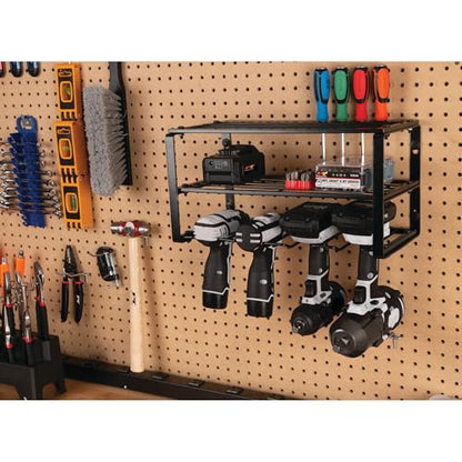 Performance Tool W7701 16 in. 3 Tier Power Tool Organizer Wall Mount | Garage storage system and utility rack. Holds cordless drills and tools. Heavy steel frame with powder-coated finish - style: 16" Power Tool Storage Rack