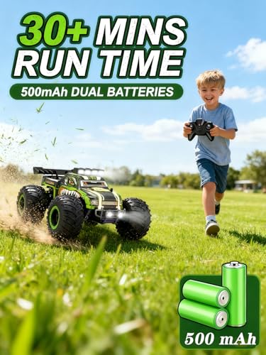RC Cars for Boys Age 4-7 8-12, 20km/h High Speed Remote Control Monster Truck with Dino Theme, All-Terrain Off-Road Crawler with Impact-Resistant Flexible Shell, 2 Batteries,Gift Boy Toys - style: Dinosaur Rc Truck